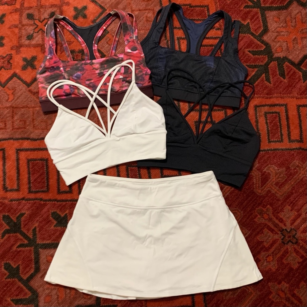 Lululemon Bundle 1 Ace Skirt 4 Bras all size 6
